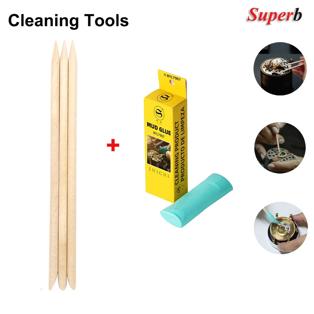 1Set Uhr Reparatur Massivholz Reinigung Stick Weide Holz Stick Geeignet für Bewegung Reparatur Zifferblatt 1 stücke Reinigung schlamm für Uhrmacher