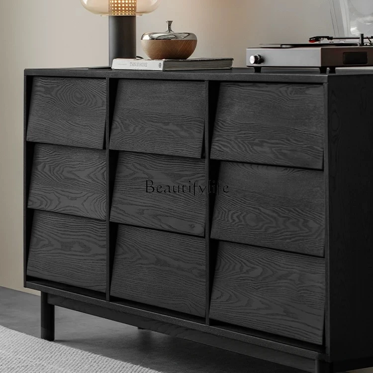 Wabi Sansan retro nine-chest cabinet Nordic solid wood storage Japanese medieval storage side cabinet