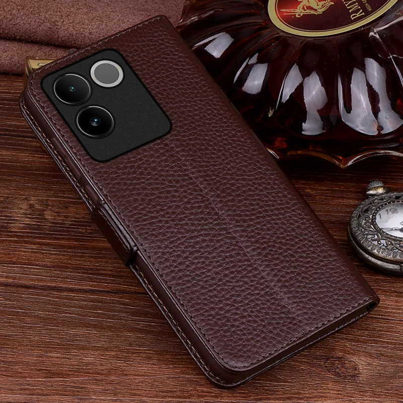 Genuine Leather Flip Case For Honor X6a X9b Handmade Wallet Cover with Card Slots Case For Honor Magic 6 Lite