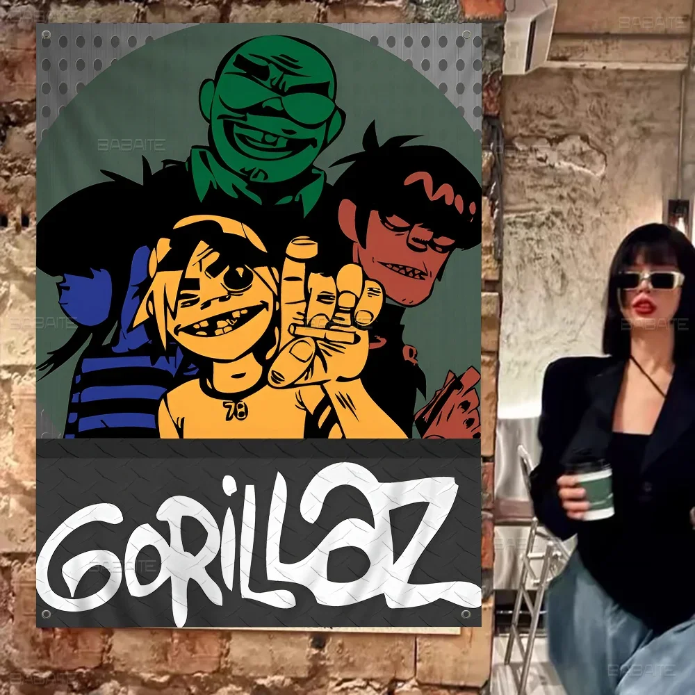 

Retro Music Gorillaz Good Quality Colorful Flag Wall Hanging Bohemian Wall Banner Mandala Indoor Art Decor