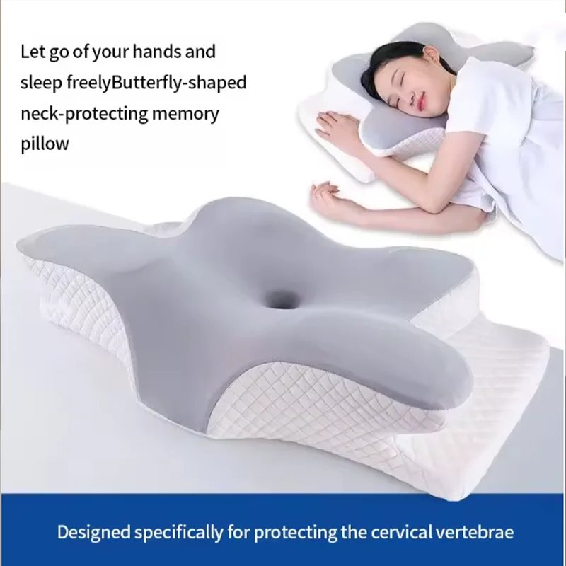 Upgraded Butterfly Contour Cervical Pillow, Slow Rebound Memory Foam Pillow,Comfort Home Sleeping Pillow for Neck Fatigue Relief