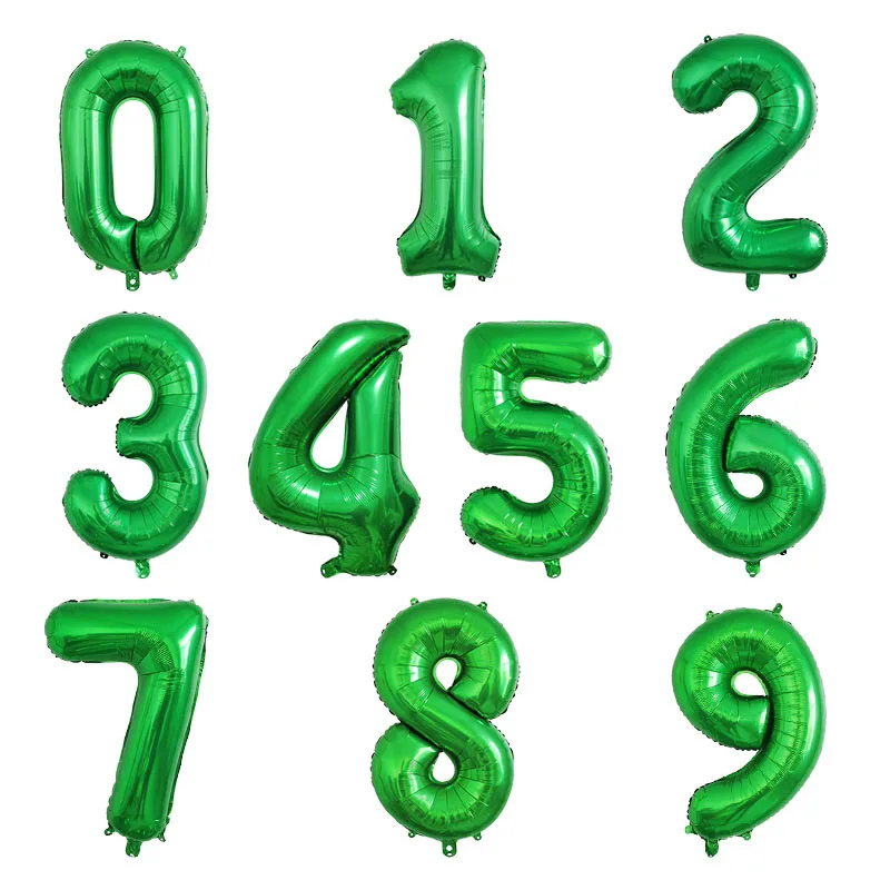 32inch Number 0123456789Balloons Green Rose Silver Red Digit Figure Balloon Children Adult Holiday Birthday Decor Party Supplies