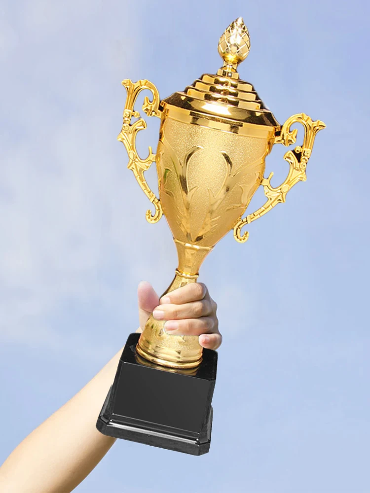 Gold Plastic Trophy Gold Trophy Cup 8.5 Inch Basketball Football Trophy with Lid Sports Competition Trophy for Party Ceremony