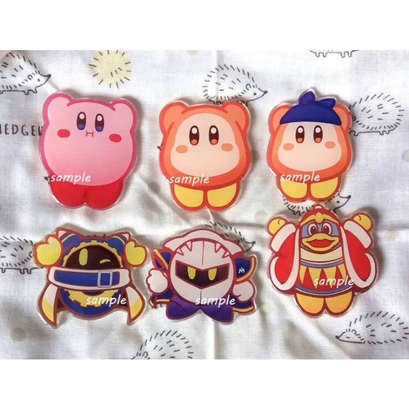 Kirby Cartoon Acrylic Phone Stand Cute Anime Character Flat Holder Portable Cellphone Support Collectible Decoration Ornament view 2