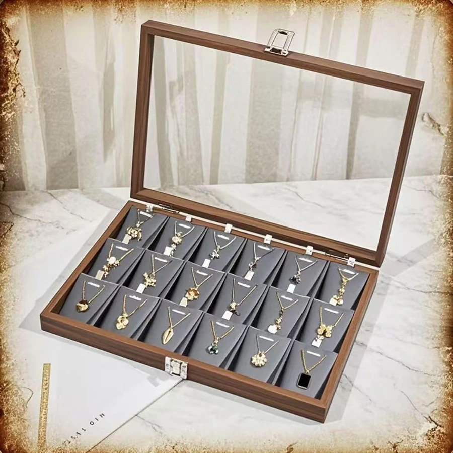 Necklace Pendant Jewelry Box 18-Compartment Necklace Storage Box Clavicle Chain Thin Chain Jewelry Display Box