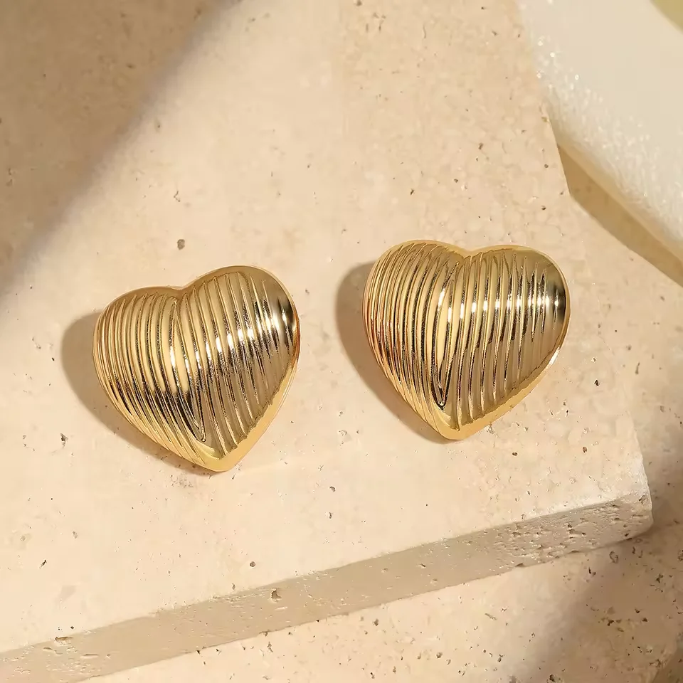 10pcs/Pack Striped Heart Metal Buttons Shank Sew-through Buttons for Sweaters/Coats DIY Embellishments for Hats/Bags/Shoes Craft