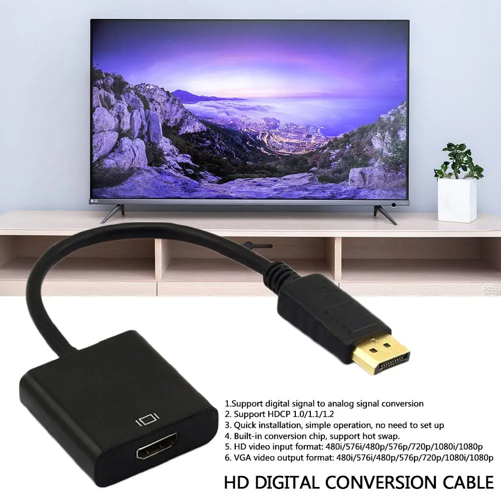 1080P DP To HDMI-Compatible Converter External Audio Video Adapter Cable Multi Display Converter For Desktop Laptop PC B2Z2