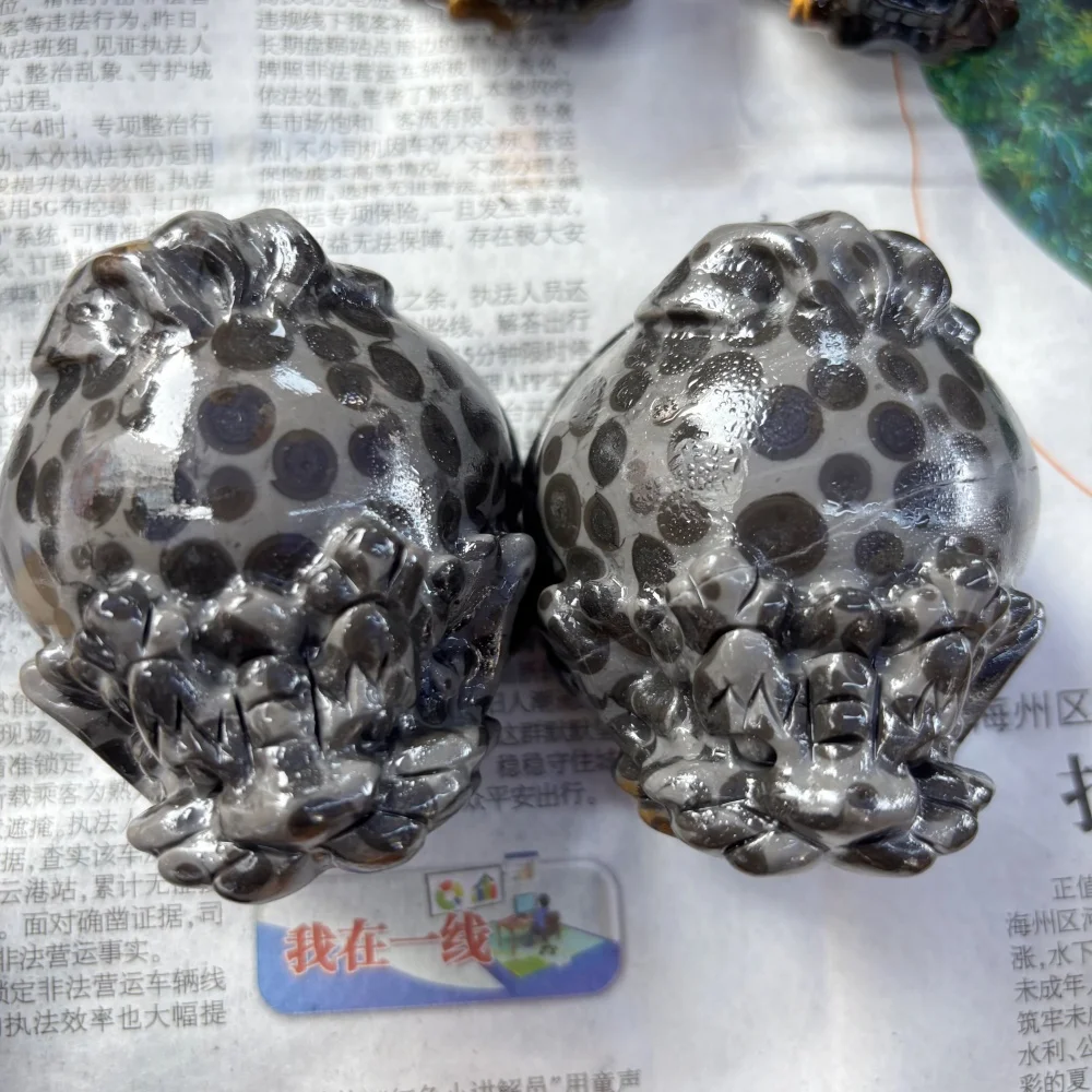 Natural Leopard Skin Jasper Pi Xiu Figurine Crystal Pixiu Statue Chinese Lucky Beast Home Desk Decor Spiritual Collectible Gift