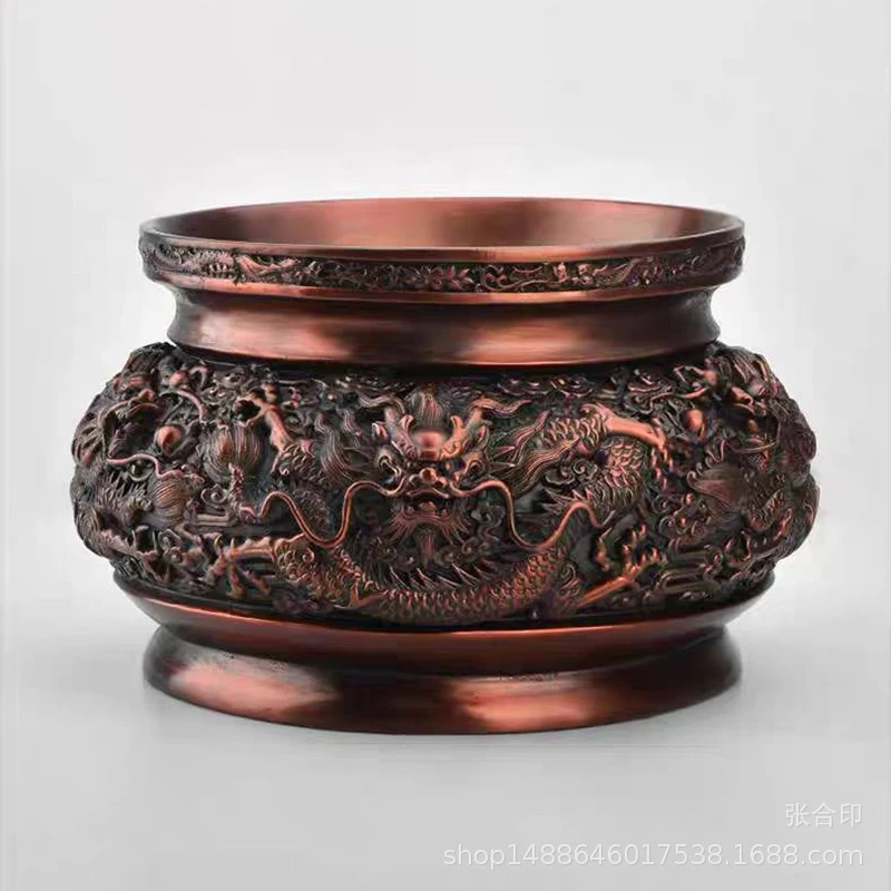 Brass Kowloon ornament, copper incense burner home shop use, for worshiping Guanyin and the God of Wealth