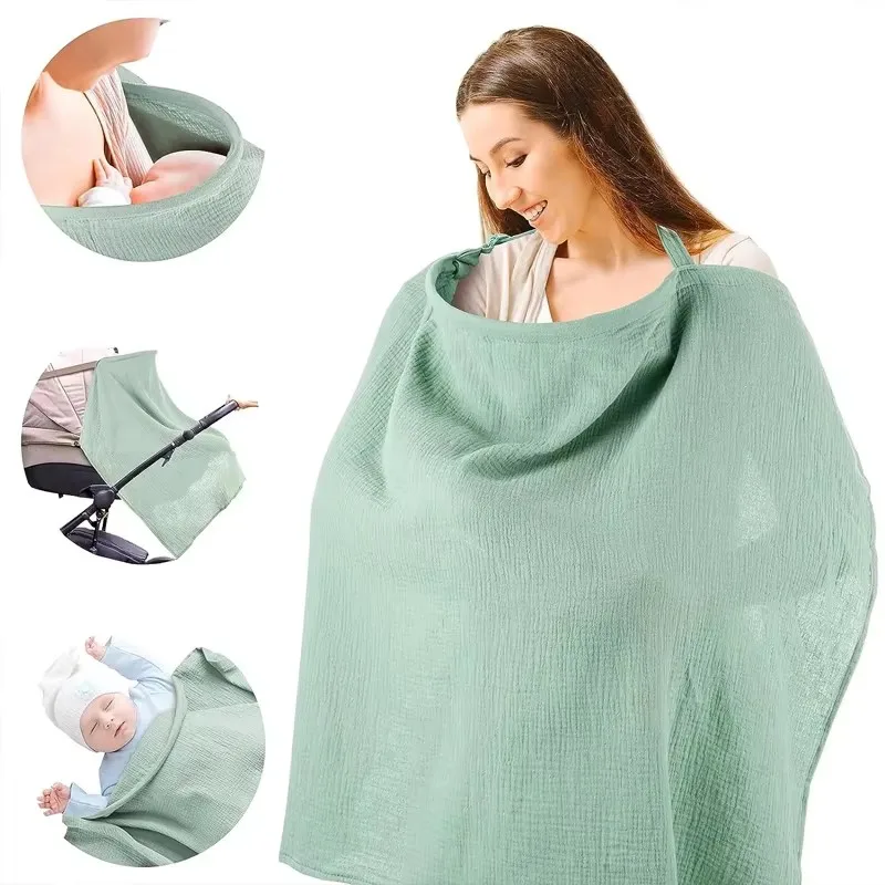 Breathable Breastfeeding Cover For Baby Breastfeeding Cotton Muslin Nursing Cover Apron Outdoor Privacy Mother Nursing Cloth