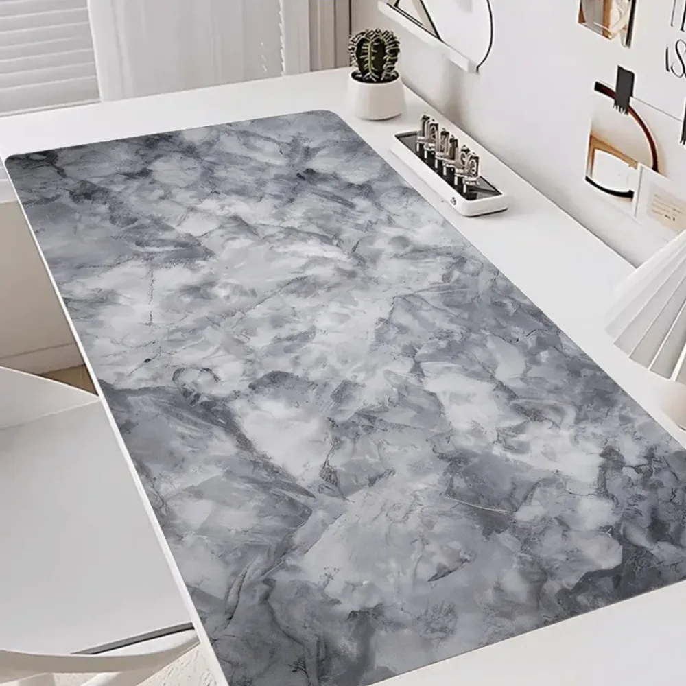 Tapis de bureau à motif texturé en marbre gris et blanc, organiseurs de bureau et plateaux, accessoires de bureau, tapis de souris, alfombrillas gaming