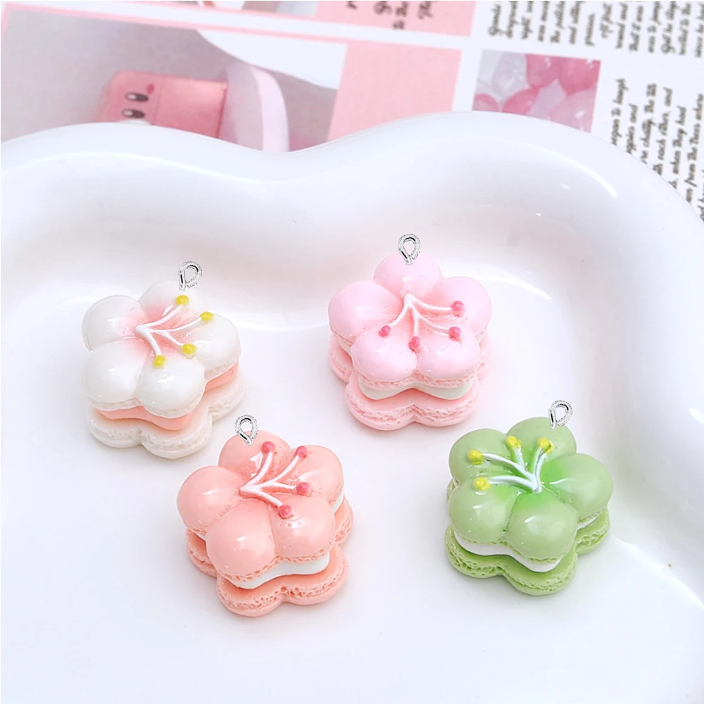 10PCS Shiny Cherry Blossom Cake Series Flat Back Charms For Earrings Bracelet Hairpin DIY Jewelry Pendants Decoration Accessorie