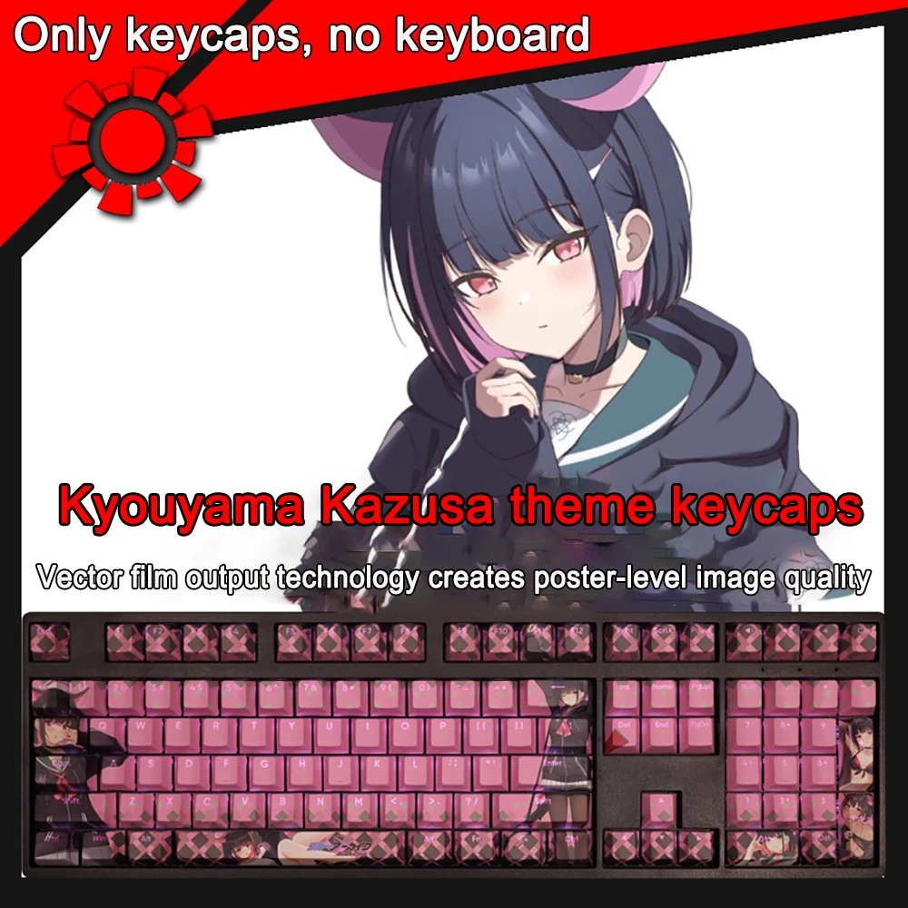 108 Keys Blue Archive Keycaps Amau Ako Keycap PBT Dye Subbed Cherry Backlit Keycaps Anime Key Caps For ANSI 61 87 104 108 Layout