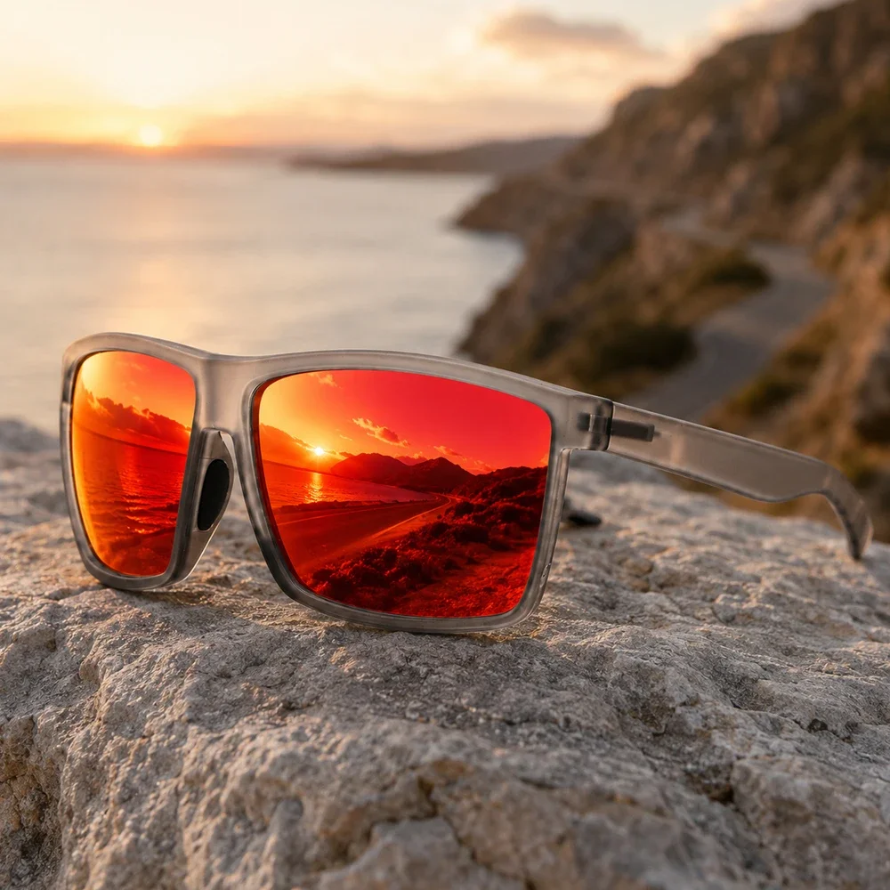 Herren Outdoor Polarisierte Sonnenbrille, Mattierter Rahmen UV400 Gläser für Angeln, Autofahren, Radfahren, Blendschutz Sportbrille – Detail 3