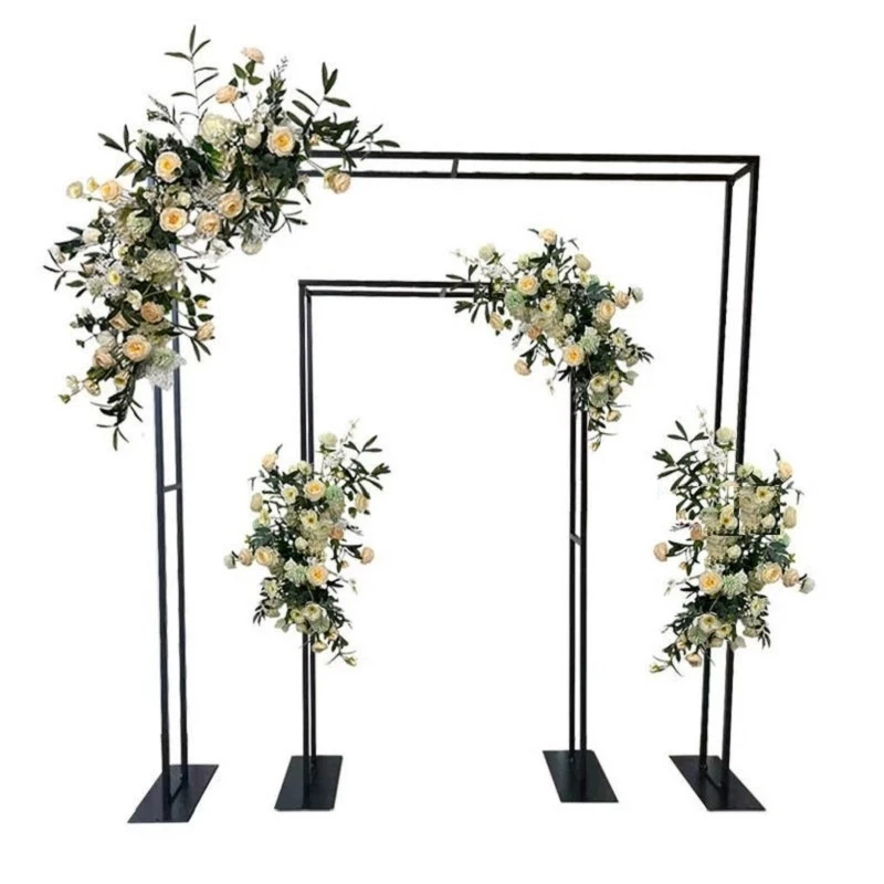 New Wedding Arch Square Double Background Arch Flower Stand Metal Flower Arch Welcome Area Layout Geometric Stand Decoration