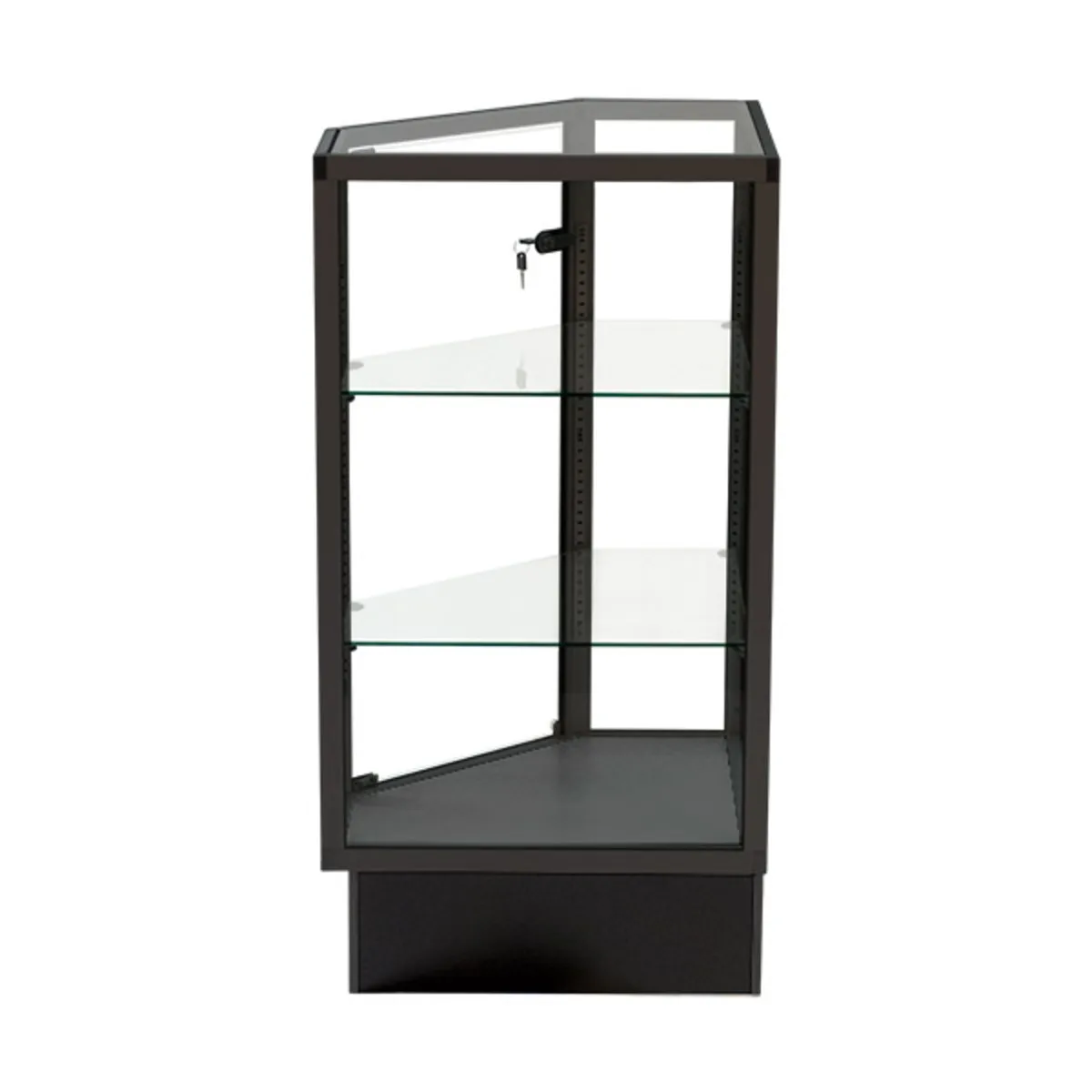 Custom.HIKUYA Custom Extra Vision Front Opening Corner Case Glass showcase untuk Toko Ritel