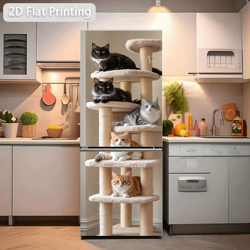 of 2D Pattern Printing Refrigerator Sticker for The Kitchen, Measuring 23.62X70.87 inch, Featuring The Theme 'Cat Star Layer R view 4