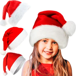 Christmas Hats Santa Claus Red Soft Thick Plush Hat for Adults Kids Merry Christmas Decoration Ornament Home Xmas Gifts New Year