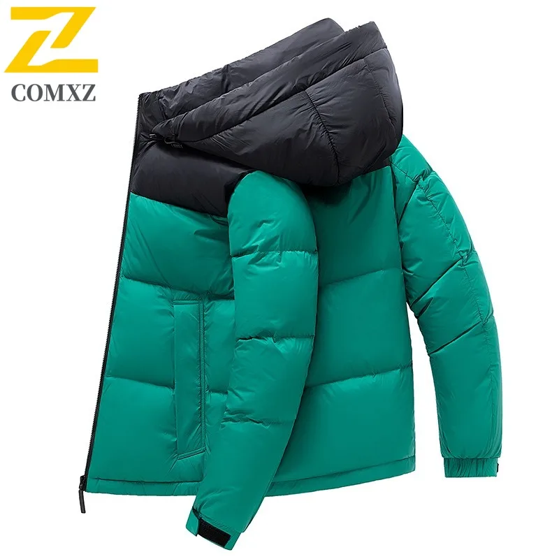 COMXZ Comfortable Bread Jacket Hooded Fashion Solid Color Ski Puffer Jacket 2025 Work Lightweight Padding Coat Men's Clothing