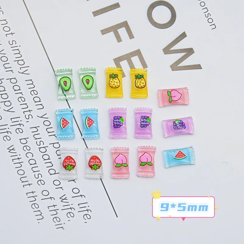 

100Pcs Sweet Candy Nail Art Set - 3D Mini Resin Lollipop & Gummy Strawberry Charms for Playful Manicures