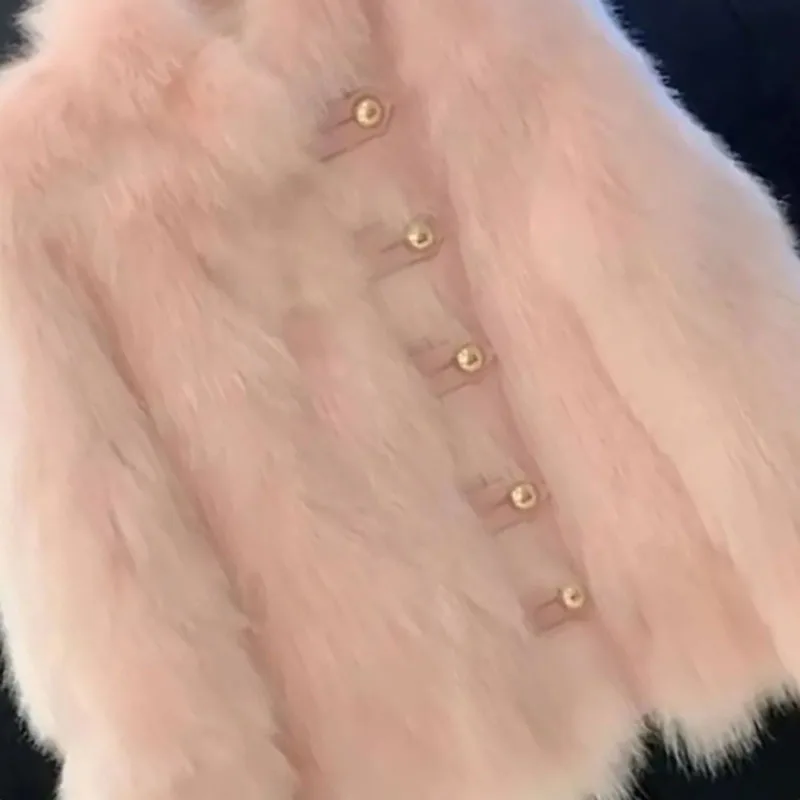 Fashion Pink Rich And Rich High Sense Little Furry Mink Fur Coat Warm Ladies Coat Autumn And Winter New Temperament Jacket