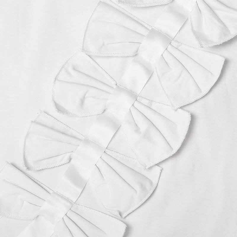 HKSH Sommer Neue Frauen T-shirt Oansatz Kurzarm Asymmetrische Bogen Dekoration Sinn Für Design Ins Trendy Casual Vielseitig T HK12181