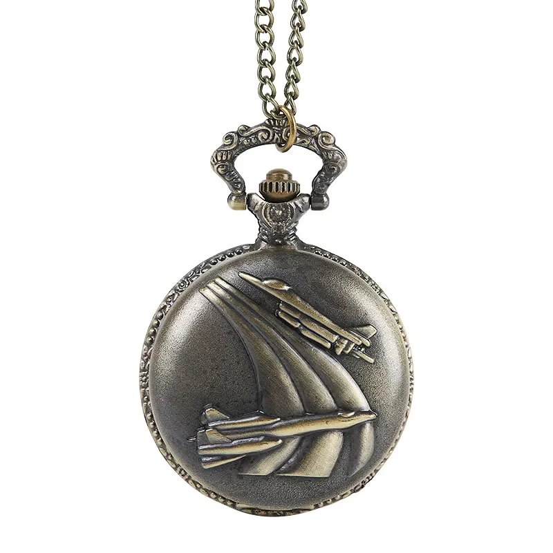

Military style classical pocket watch battle plane pocket watch large two plane takeoff embossed pocket watch