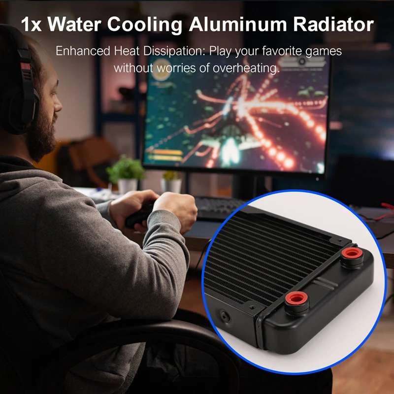 Water Cooling หม้อน้ําอลูมิเนียม 18 ท่อ 360 มม.ความร้อนสําหรับคอมพิวเตอร์ฮีทซิงค์แลกเปลี่ยน Liquid Cooler