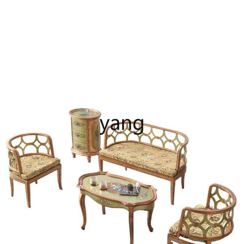 

Yjq sofa leisure table and chair combination balcony solid wood single guest homestay painted edge