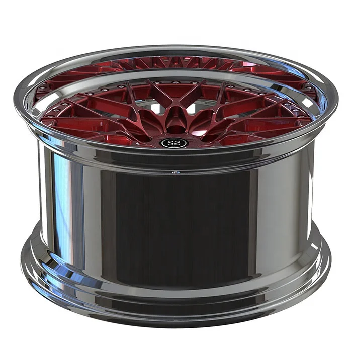 

Custom 5x120 2 Piece Forged Red Center Polished Barrel Concave Forged Car Alloy Wheels Rims