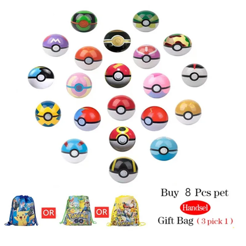 Funny Joy Pokemoning Toys 7Cm Elf Ball 2-3cm Anime Action PokeBall Figures Monster Toy Model Dolls Children Christmas Gift