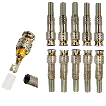 BNC JR-B25 Male Conector Solderless para Sistema de Câmera CCTV, Security System Kit, Wired, 2pcs, 5pcs, 10pcs