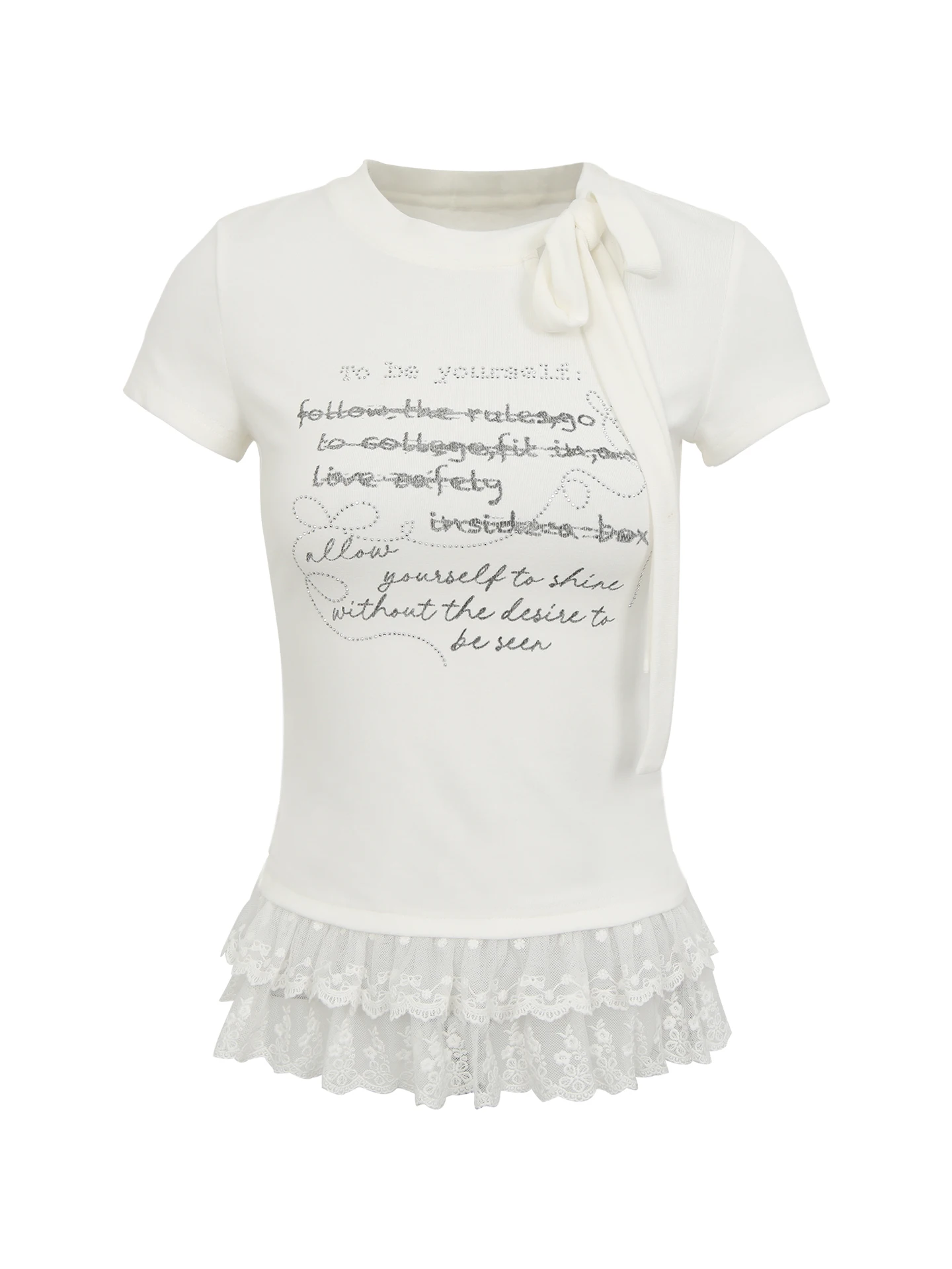 

Белая кружевная футболка ort Sve, женская модная дизайнерская летняя новинка, длина до плеч, подходящая смесь хлопка прямого кроя