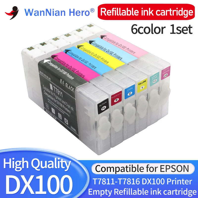 6color 1set T7811-T7816 Compatible Empty Refillable ink cartridge with chips For Fujifilm Frontier-S DX-100 Fuji DX100 Printer