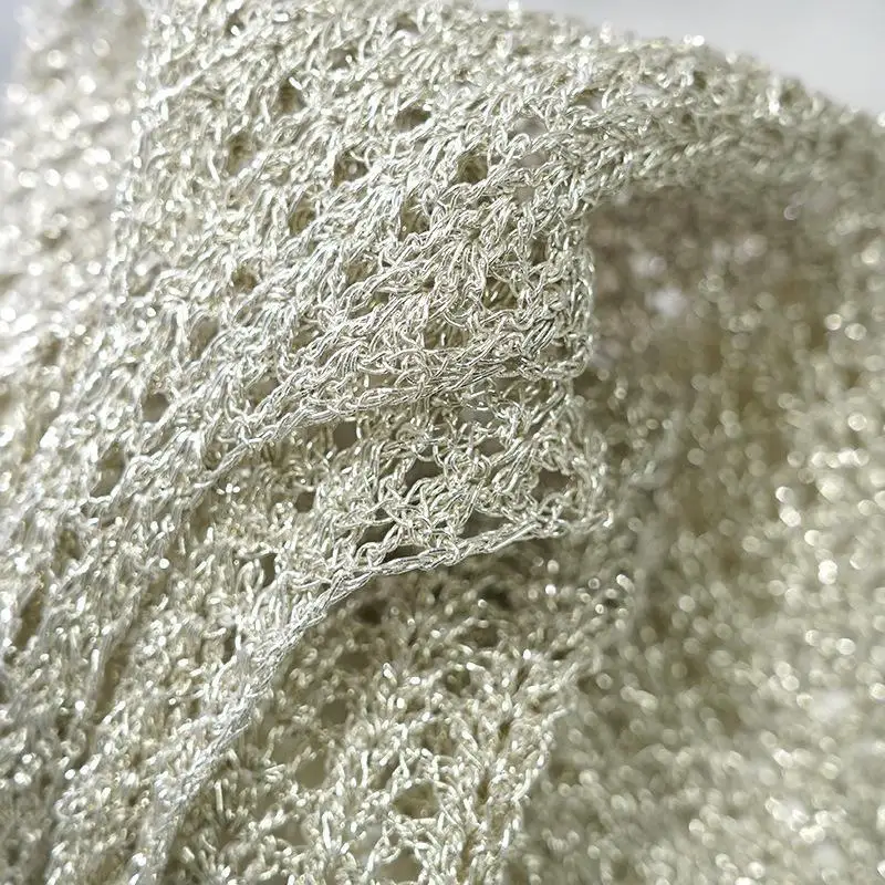 Luxuriöser Silberfaden 1mm Funkelnd DIY Handgemachte Handtasche Häkeltasche Webfaden Zarter Silberfaden Handgefertigtes Kunsthandwerk – Detail 3