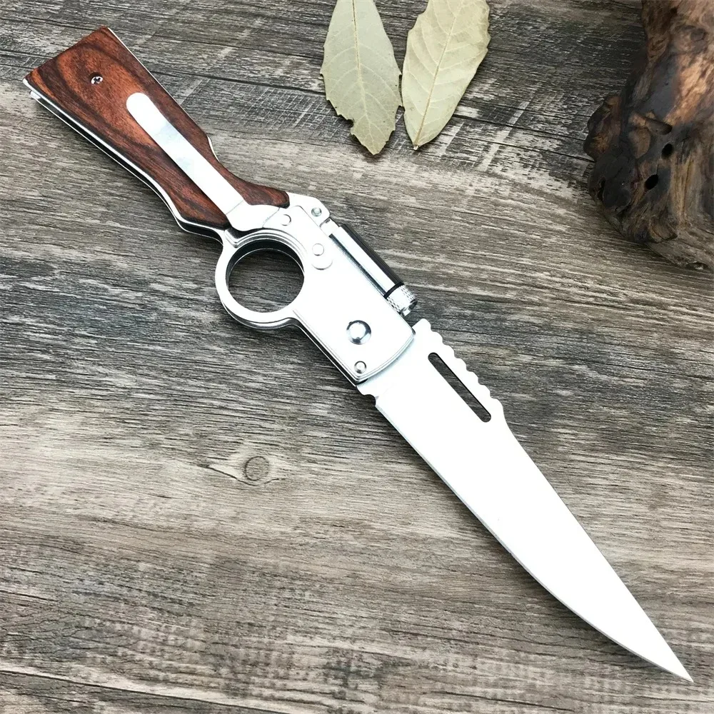 Tactical  AK47 Pocket Folding Knife 5C13Mov Blade Wood Handle Self-defense Outdoor Hunting Camping Multifuctional Tools Knives