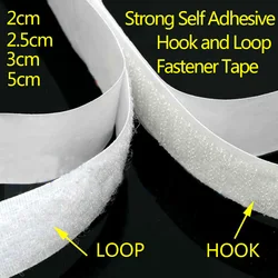 1/3/5M Strong Self-adhesive Fastener Tape Hook and Loop Magic Nylon Sticker Tape adhesive with Glue for DIY Craft 20-50MM White