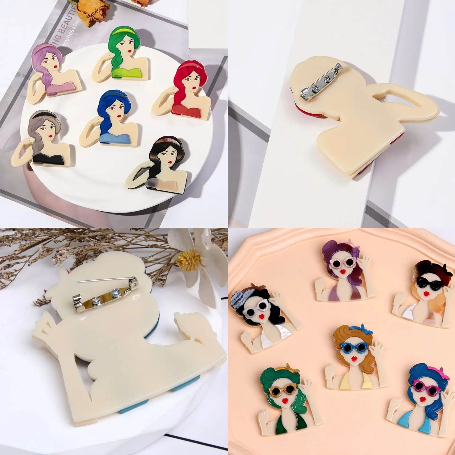 Accesorios DIY: Broche de acrílico original Core Blue para el cabello, accesorio de abrigo para mujer de pelo largo, estilo europeo y americano.
