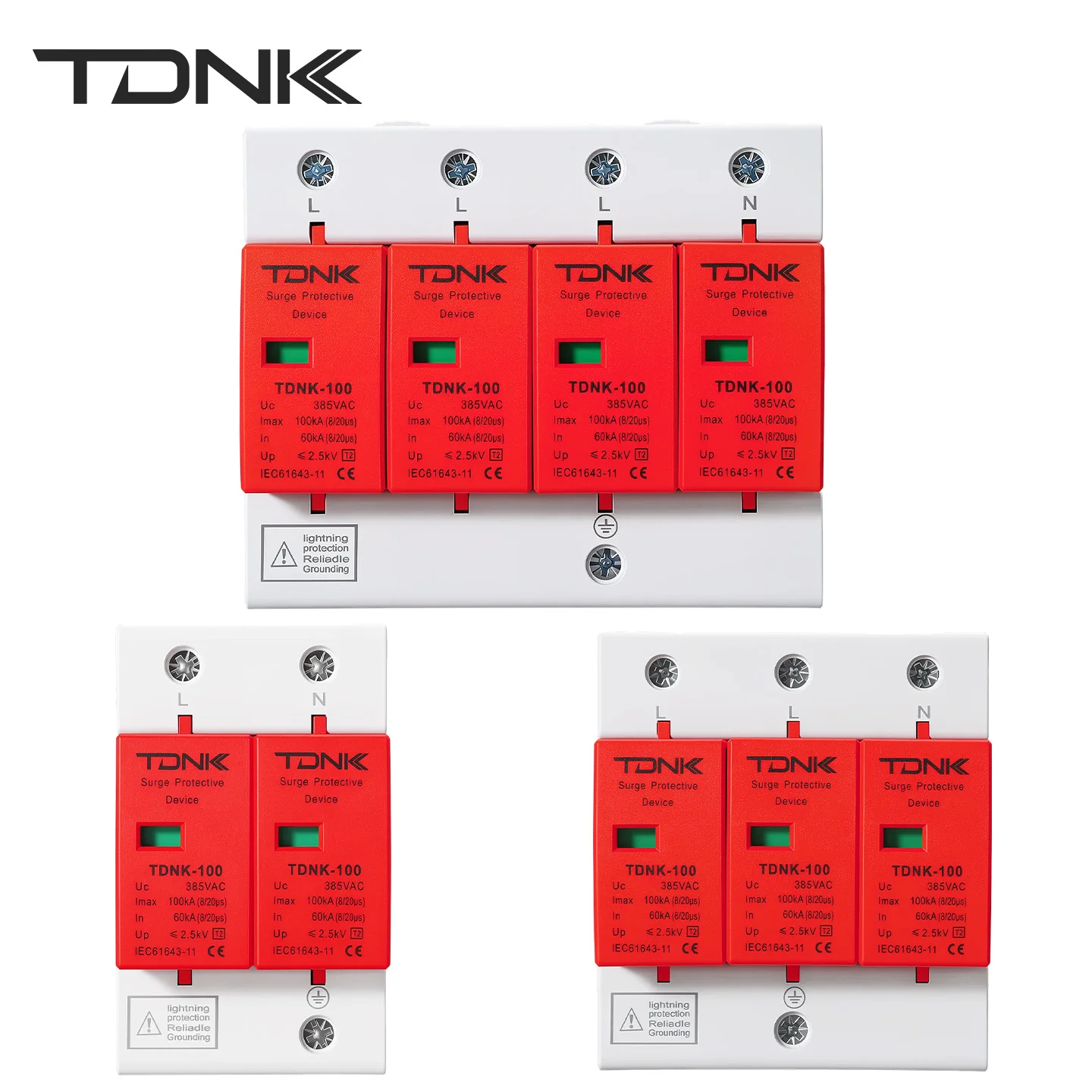 TDNK AC 80KA 100KA SPD Surge Protector 2P/3P/4P 275V-385V Lightning Arrester for Home And Industrial Use Surge Protective Device