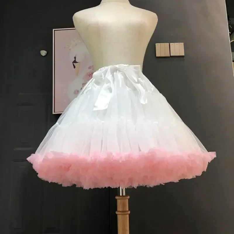 Women Lolita Skirt Cosplay Petticoat Puffy Layered Ballet Tutu Bow Underskirt Lush for Legal Video