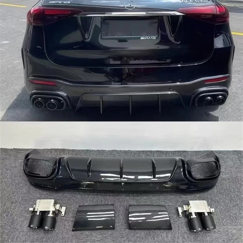 

For Mercedes Benz GLE63 GLE53 SUV Coupe 2019-2023 Real Carbon Fiber Rear Bumper Lip Diffuser Exhaust Splitters Spoiler Body Kit