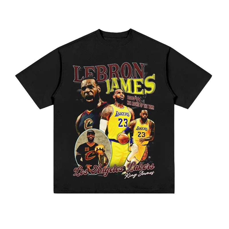 Camiseta Masculina Oversized Vintage do LeBron James Lakers com Estampa Gráfica Streetwear