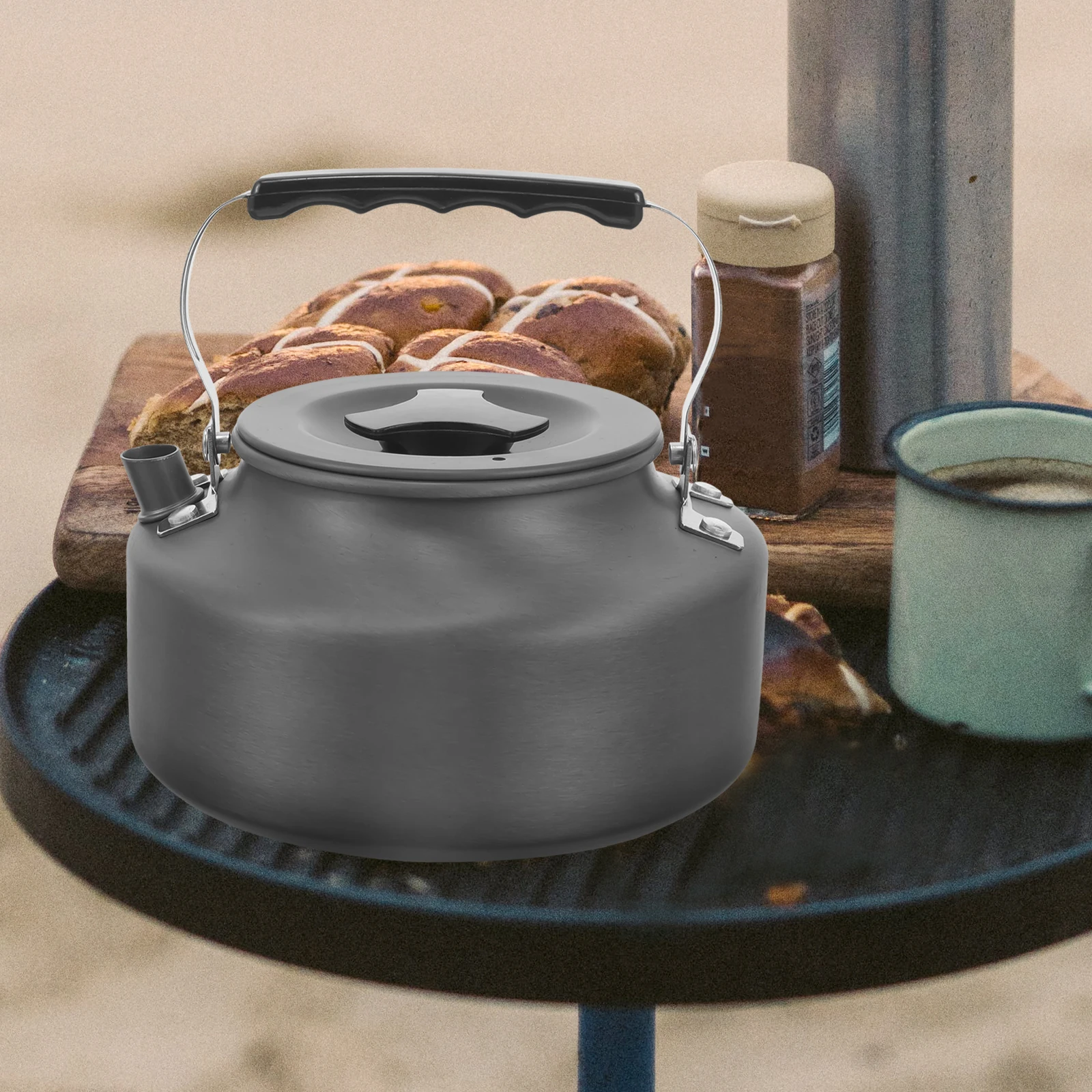 

Aluminium Oxide Portable Kettle Sturdy Camping Water Boiling Pot Large Capacity Wear-Resistant Stovetop Kitchen for Home