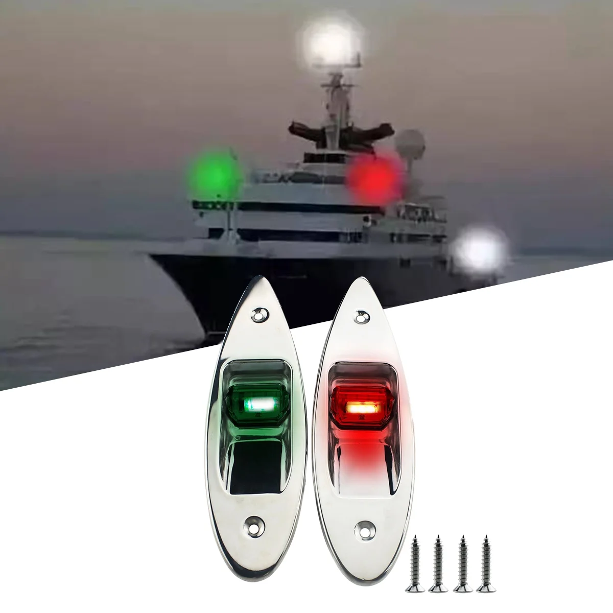 Lampu sinyal LED dua warna, perlengkapan perahu lampu navigasi Universal laut