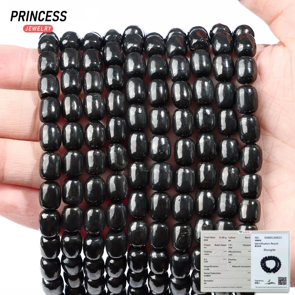 

A++ Natural Russian Shungite 7*8-10mm Bucket Beads Gemstone Beads for Jewelry Making Wholesale Crystal Beads DIY Accessories