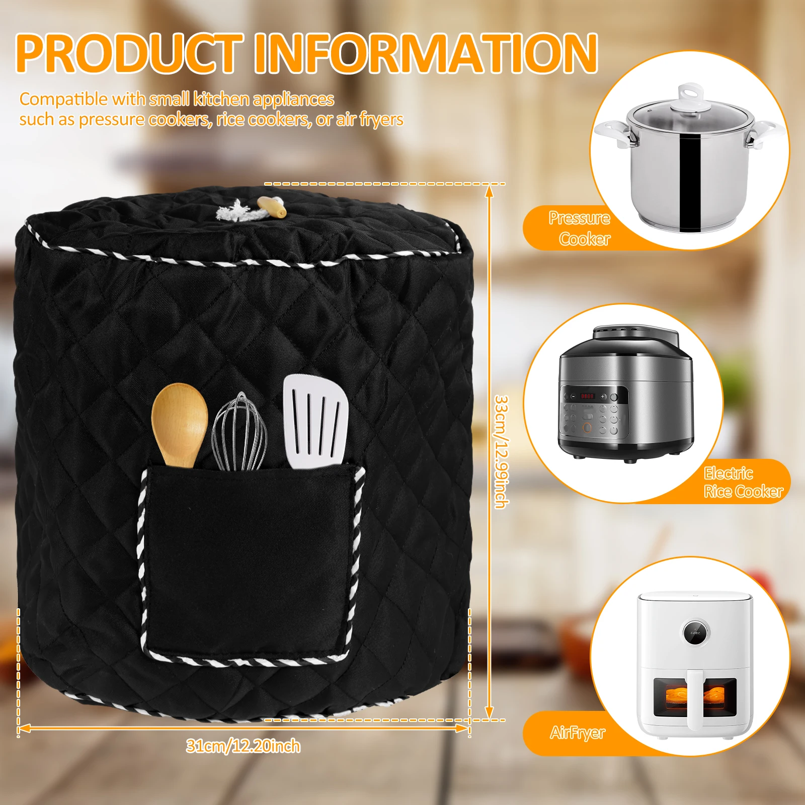 Kitchen Dust Cover Air Fryer Pressure Cooker Cover with Pocket Foldable Protective Cover for Cooking Cookware Oven Pot Air Fryer