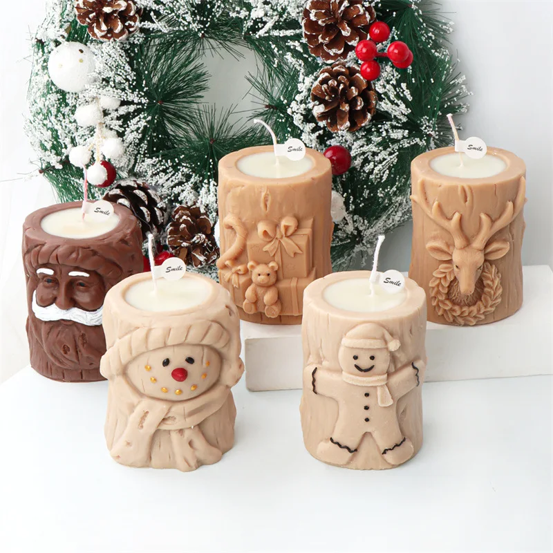 Molde de silicona en relieve navideño para velas hechas a mano, yeso, jabón, resina epoxi, decoración de Chocolate, yeso, hielo, molde para hornear DIY