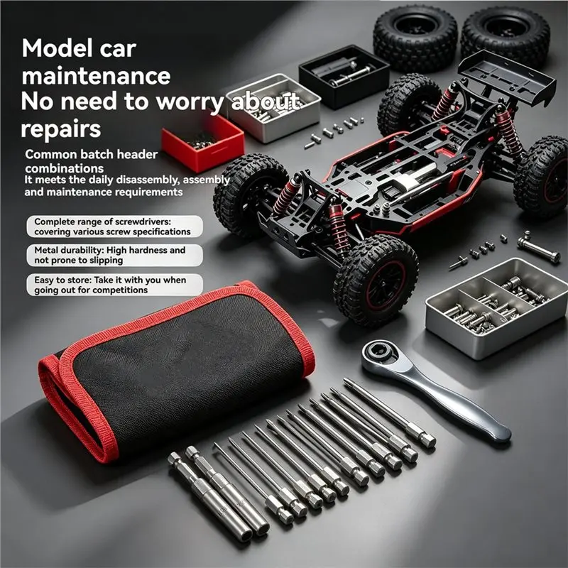 VEHO-RC Model Repair Tool Kit Ratchet Wrench Screwdriver Socket Set Nut Driver Wrench For 1/8 1/10 RC Car