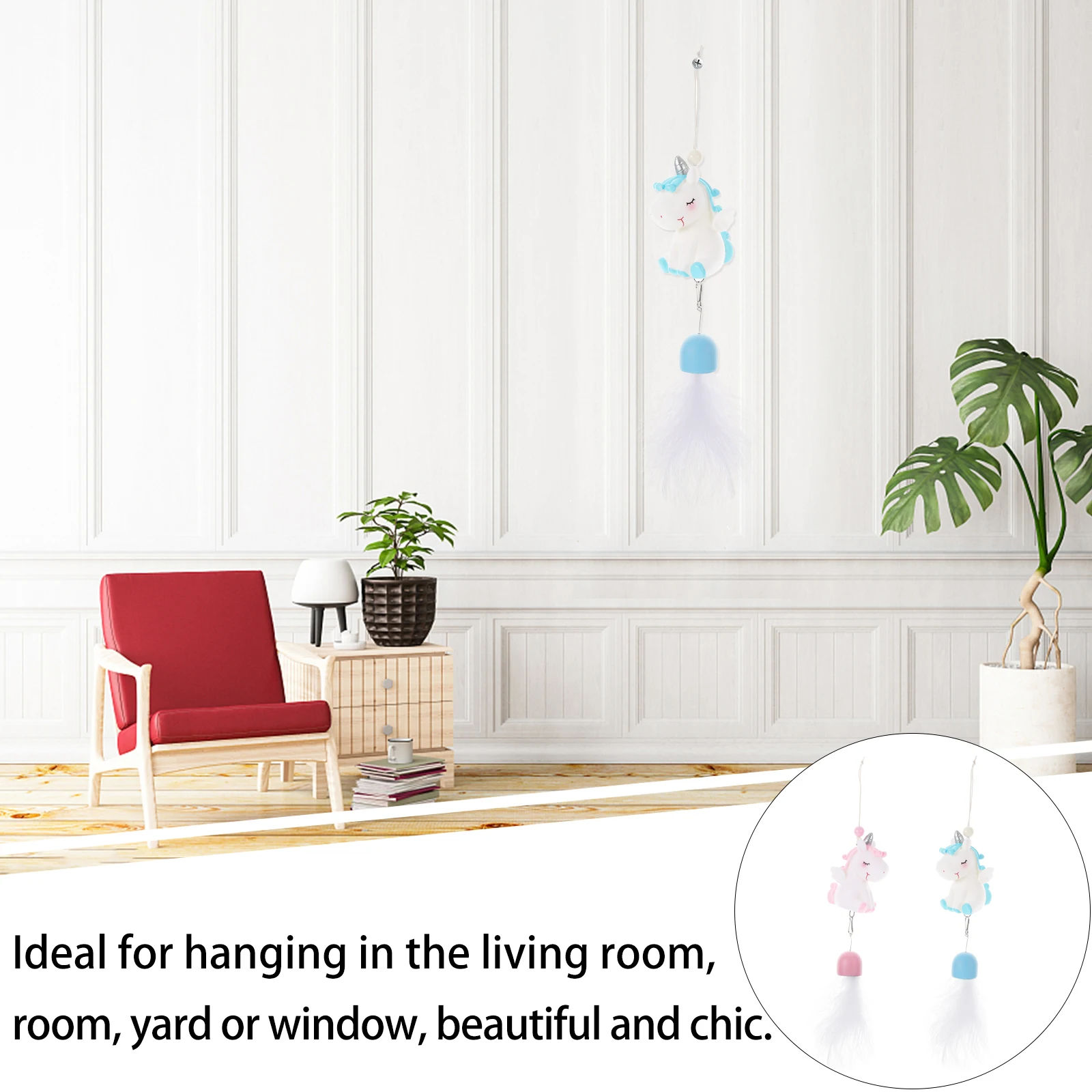 

2Pcs Unicorn Wind Bell Chic Resin Hanging Decor Living Room Yard Window Gift Ornament Unicorn Wind Bell Delicate Hanging Decor