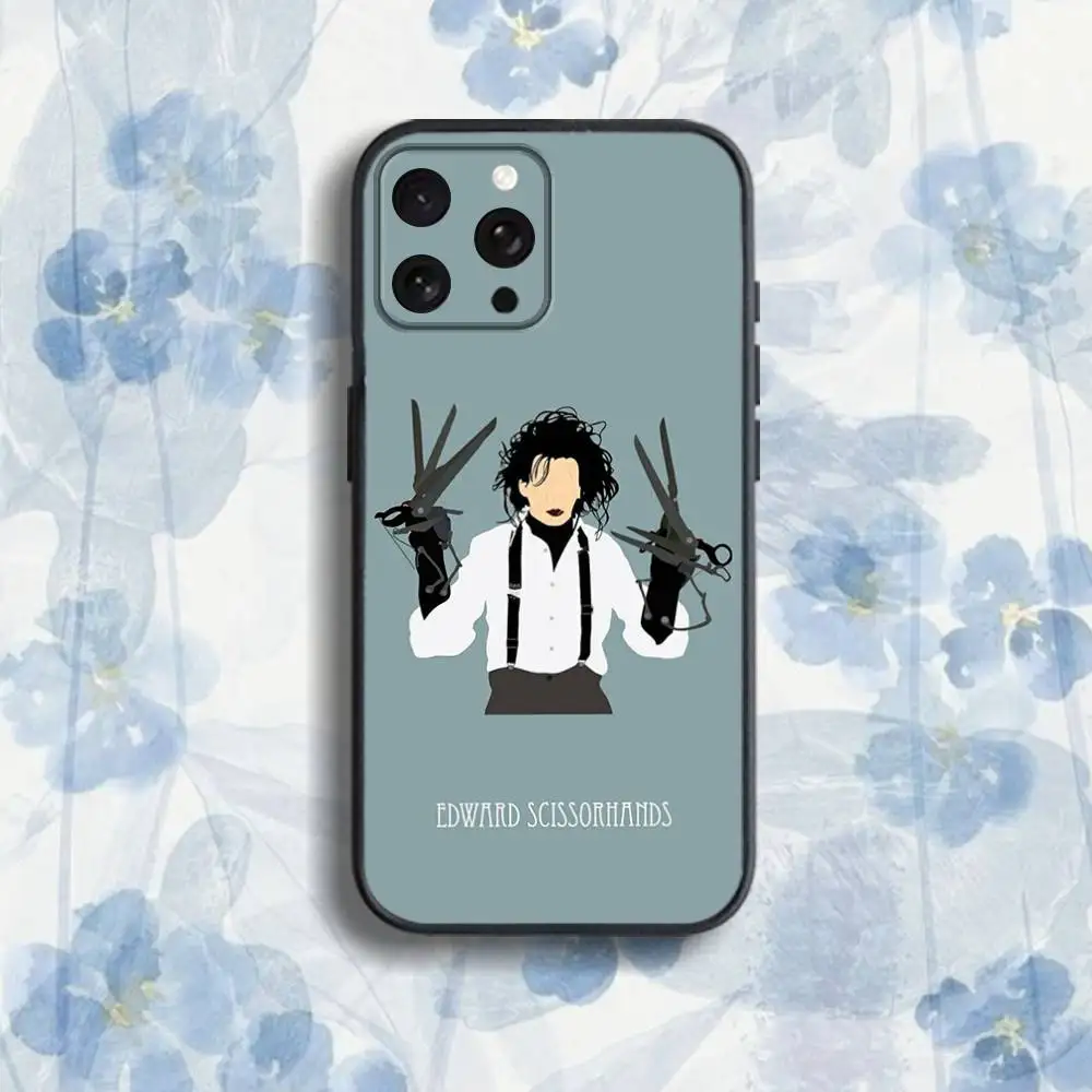 Чехол для телефона E-Edward S-Scissorhands для iPhone 17,16,15,14,13,12,Pro,Max,Plus,E,SE4,Air,Mini Black Soft Box